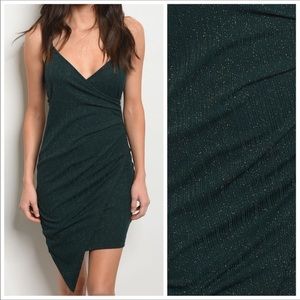 Hunter Green Metallic Bodycon Dress.